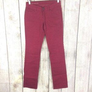 Ann Taylor Women's Size 0 Red Corduroy Straight Leg Pants Slim Stretch